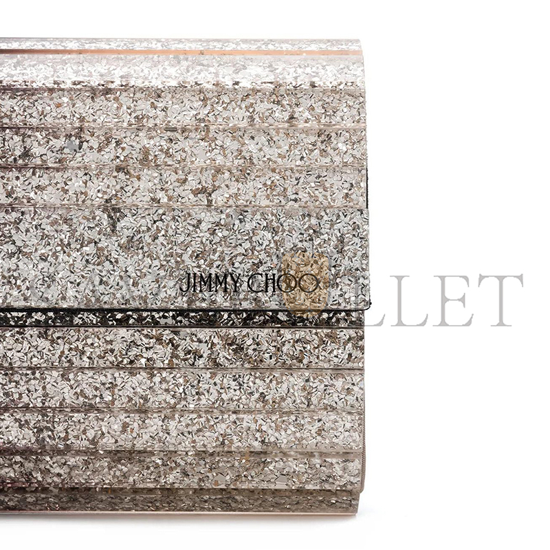 JIMMY CHOO METALLIC EFFECT DÉGRADÉ GLITTERED PLEXI SWEETIE CLUTCH BAGS (24*10*5cm) 